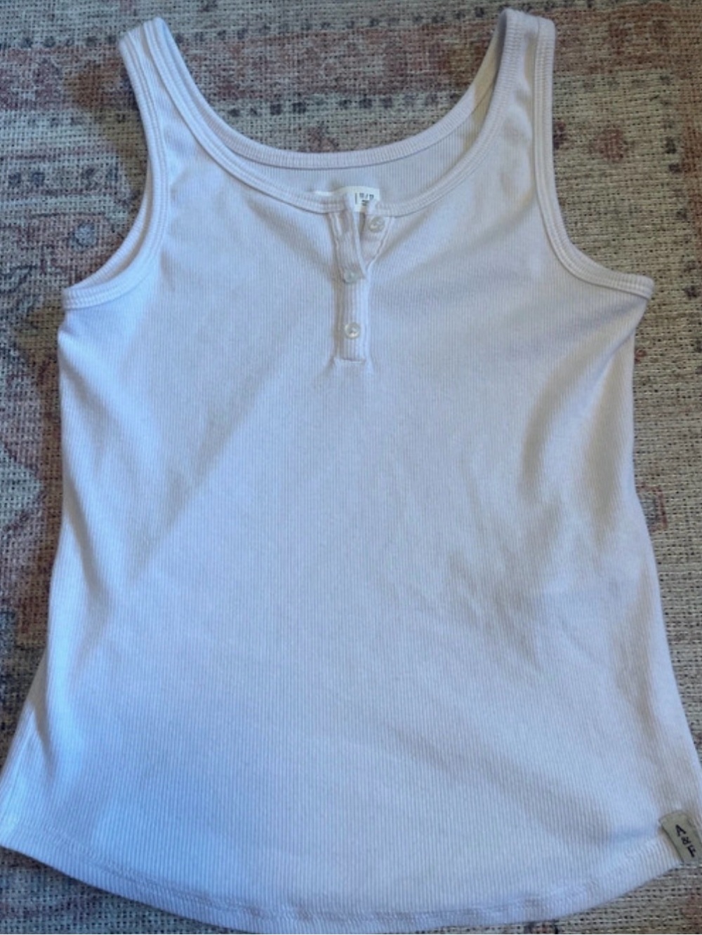 abercrombie kids White Ribbed Tank with Henley Buttons